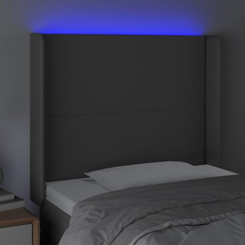  LED uzglavlje sivo 103x16x118/128 cm od umjetne kože Slike