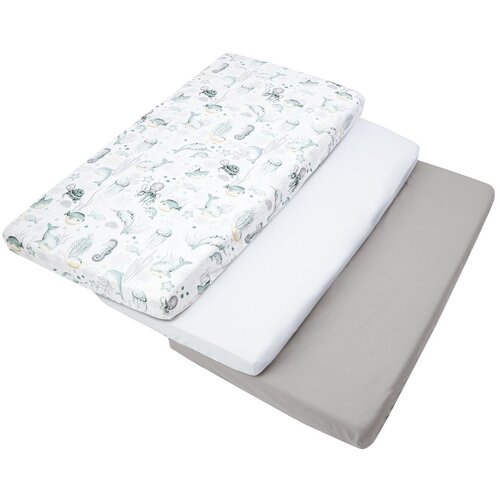 Medi Partners Set of 3 pcs. Fitted Sheet 60x120 cm 100% Cotton Baby Bed Linen Mattress Slike