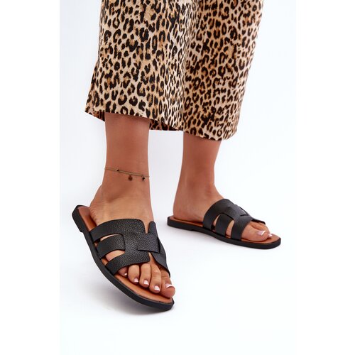 PE1 Flat Women&amp;#039;s Flip-Flops Made of Faux Leather Black Risamay Slike