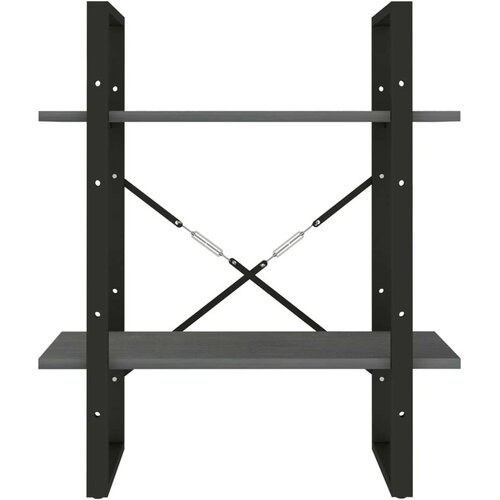 VidaXL Knjižna omara 2-nadstropna siva 60x30x70 cm trdna borovina Slike