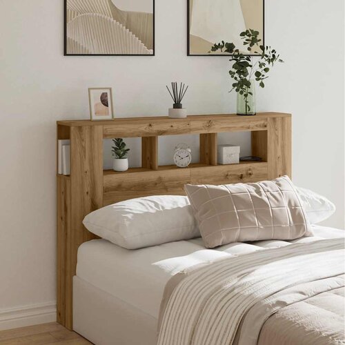 LED uzglavlje boja hrasta artisan 140x18,5x103,5 cm drveni Cene