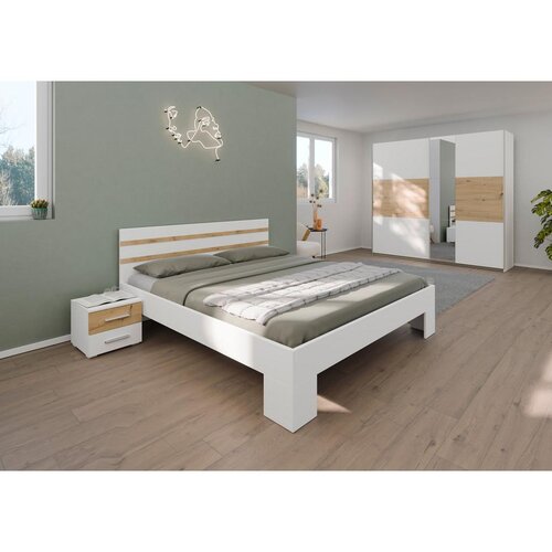 XXXL omara z drsnimi vrati foster, bela, hrast, ogledalo, 218 cm Slike