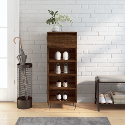  The Living Store Omarica za čevlje rjav hrast 40x36x105 cm inženirski les - Omarica Za Čevlje, (21485582) Slike
