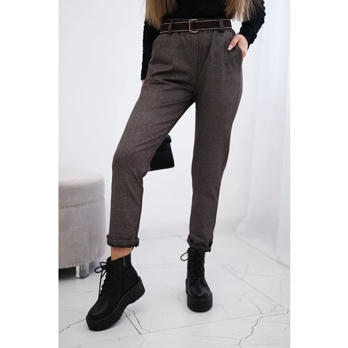 Kesi Włoski Viscose trousers with a fine pattern brown Slike