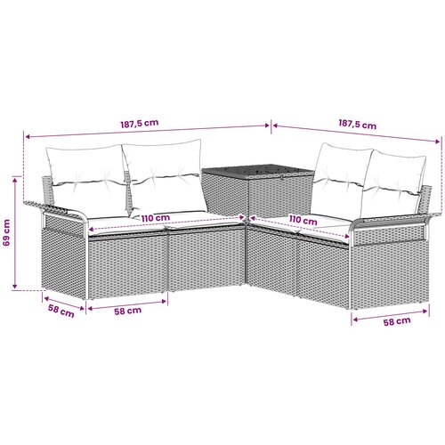  Set sofe 5 kom. Bež i krem bijela Poli Rattan i čelik Slike