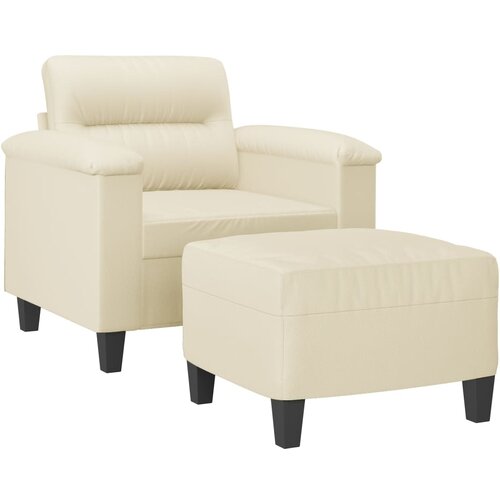  Fotelja s tabureom krem 60 cm od umjetne kože Slike