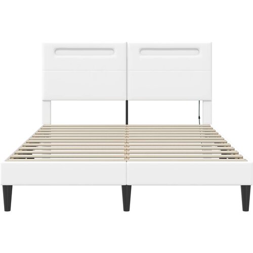 Krevetna konstrukcija Bijela 120 x 200 cm Umjetna koža Slike