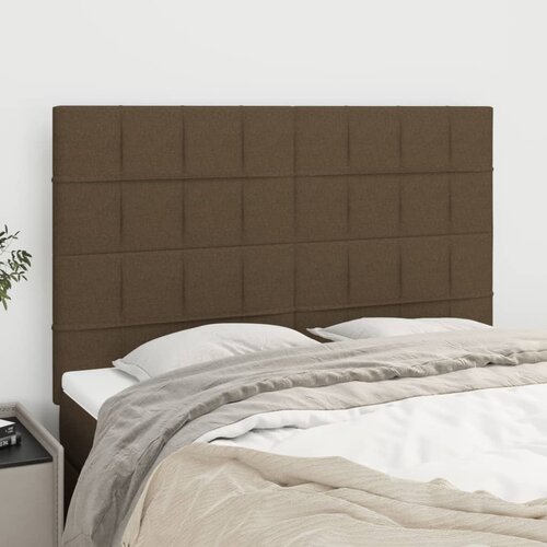 VidaXL Posteljno vzglavje 4 kosa temno rjav 72x5x78/88 cm blago Slike