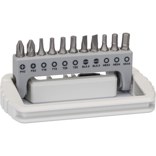 Bosch 11-delni set bitova odvrtača sa držačem bitova PH2; PZ2; T10; T15; T20; T25; S0,6x4,5; S0,8x5,5; HEX3; HEX4; HEX5; 25 mm (2608522131) Slike