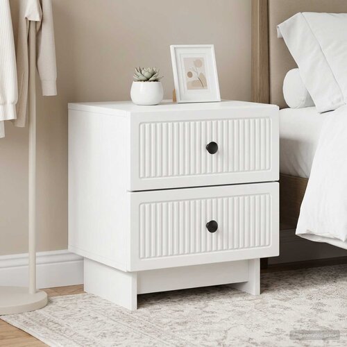  Noćni ormar 2 pcs Bijela 43 x 34,5 x 47,5 cm Konstruirano drvo Slike