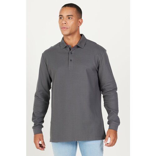 ALTINYILDIZ CLASSICS Men's Anthracite Slim Fit Slim Fit Polo Neck 100% Cotton Honeycomb T-Shirt Slike
