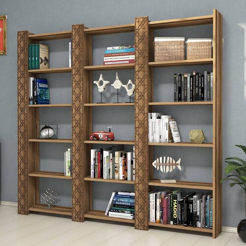 Woody Fashion polica za knjige city 3 walnut walnut Slike