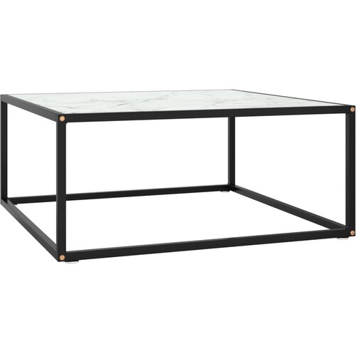  Stolić za kavu crni s bijelim mramornim staklom 80 x 80 x 35 cm Cijene