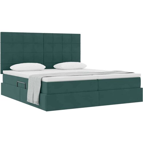  Krevet s od storage s madracem Tamnozelena 180 x 200 cm Bar&amp;scaron;un - Tamnozelena 180 x 200 cm Blok sa kvadratićima Slike