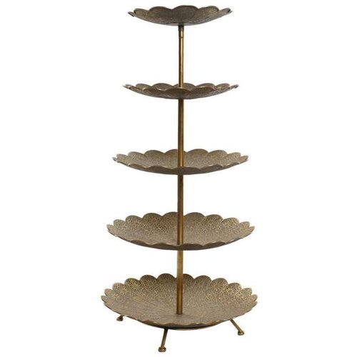 Posuda za Voće Home ESPRIT zlatan Metal 50 x 50 x 98 cm Slike