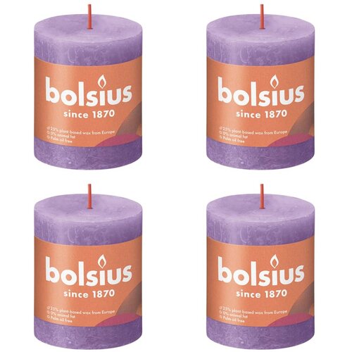 Bolsius rustične debele svijeće Shine 4 kom 80 x 68 mm ljubičaste Slike
