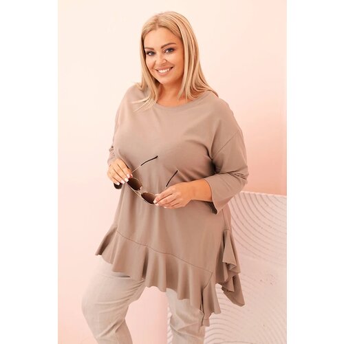 Kesi Włoski Women&amp;#039;s Plus Size blouse with cotton, featuring a pocket and rolled sleeves kiwi Slike