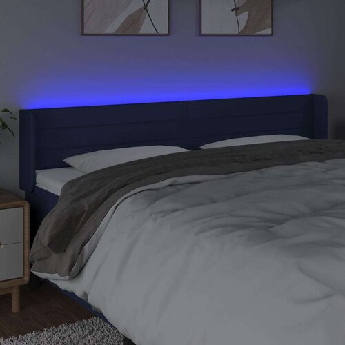  Uzglavlje plavo 163x16x78/88 cm od tkanine Slike