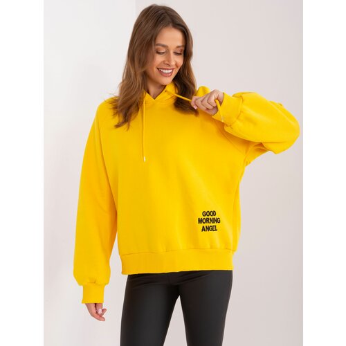 Fashion Hunters Yellow insulated oversize sweatshirt with a hood and inscription Slike
