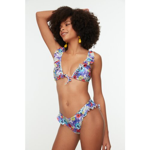 Trendyol Floral Patterned Frill Detailed Bikini Bottoms Cene