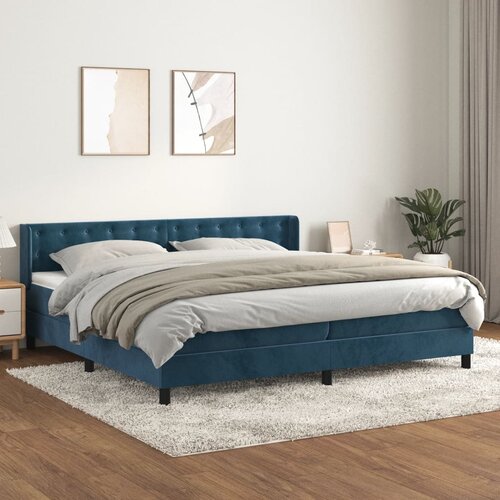 The Living Store Box spring postelja z vzmetnico temno modra 200x200 cm žamet - Box Spring Postelja, (21488869) Slike