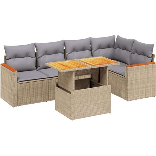 VidaXL 6-dijelni set vrtnih sofa s jastucima bež od poliratana Slike