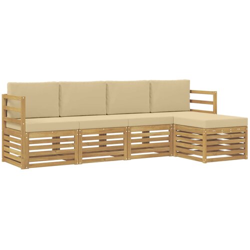 vidaXL Zunanja garnitura za sedenje 5 pcs Bela in bež Poliester, (5000281127) Cene