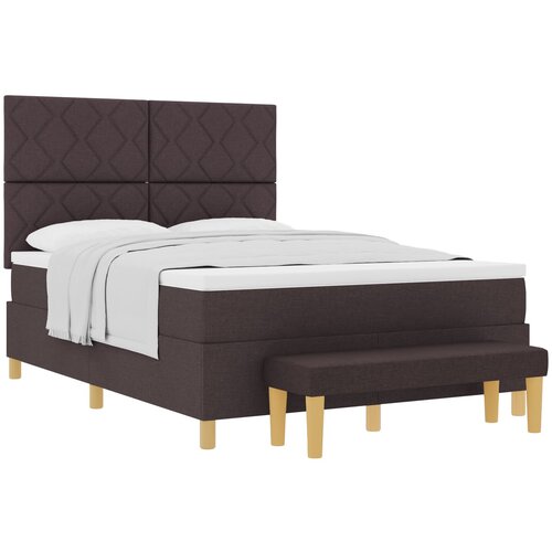 vidaXL Boks vzmetna postelja z vzmetnico in klopjo temno rjava 140x190 cm tkanina, (22083374) Cene