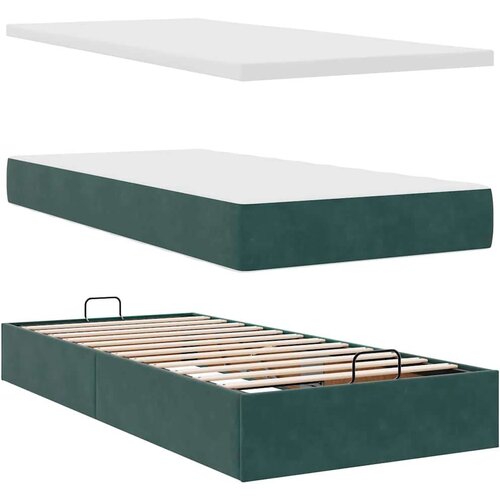 VidaXL okvir kreveta s madraca tamnozeleni 90x200cm bar&amp;scaron;unasti Slike