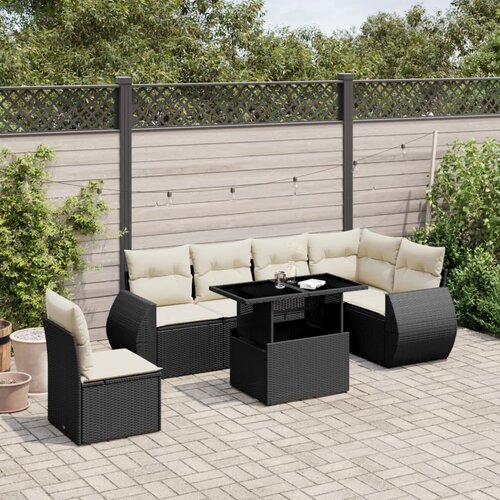 vidaXL 7-dijelni set vrtnih sofa od poliratana s jastucima crni Cijene