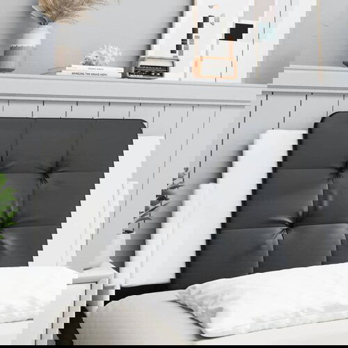VidaXL Vzglavna stranica črna in bela 90 cm umetno usnje Slike