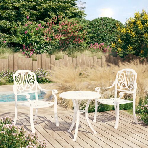 VidaXL 3-dijelni bistro set od lijevanog aluminija bijeli Slike