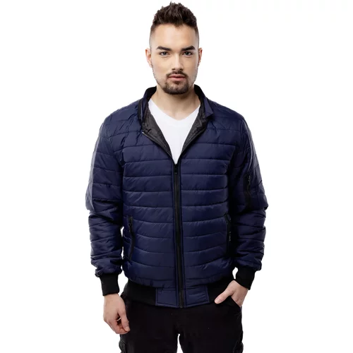 Glano Men's Quilted Hooded Jacket - navy