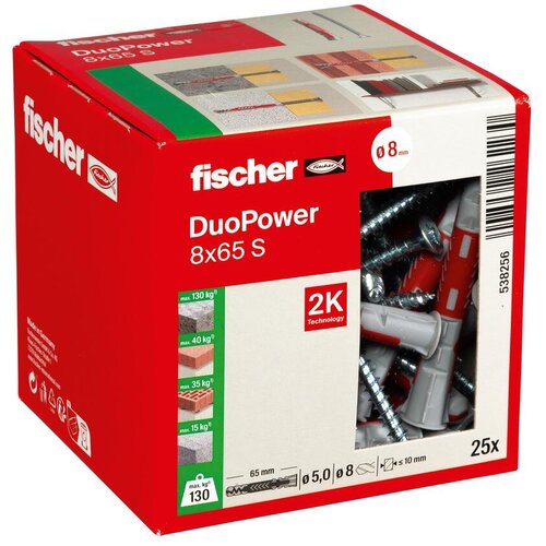 Fischer DUOPOWER 8x65 S LD 2-komponentni tipl 65 mm 8 mm 538256 25 St. Slike