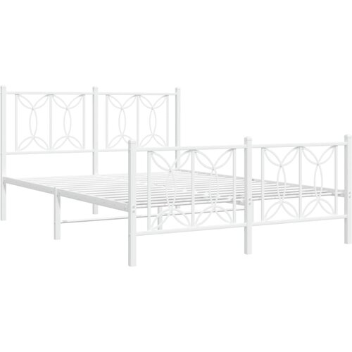 vidaXL Kovinski posteljni okvir z vzglavjem in vznožjem bel 140x190 cm, (21251395) Cene