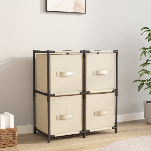 VidaXL Omara s 4 ko&amp;scaron;arami iz blaga krem 63x30x71 cm jeklo Slike