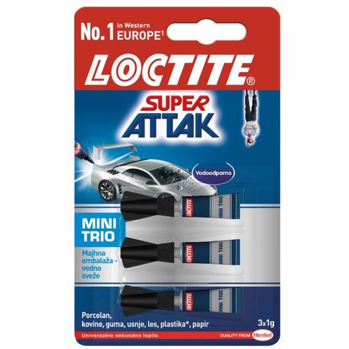 Loctite Sekundno lepilo Henkel Super Attak Mini Trio (3 x 1 g, sekundno lepilo s čopičem) Slike