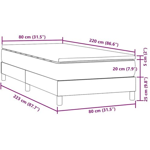  Box Spring krevet s madracem svijetlo sivi 80x220 cm samt Slike