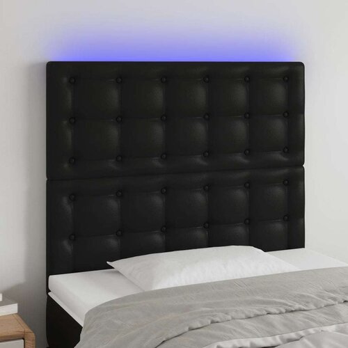  Posteljno vzglavje črno 90x5x118/128 cm umetno usnje, (20793584) Slike