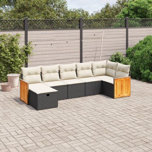vidaXL 7-dijelni set vrtnih sofa od poliratana s jastucima crni Cijene