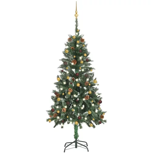 vidaXL umjetno božićno drvce s LED svjetlima i kuglicama 150 cm
