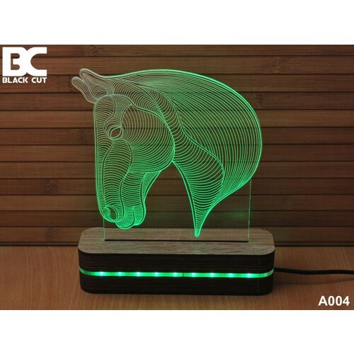 Black Cut 3D lampa sa 8 različitih boja i daljinskim upravljačem - konj ( A004 ) Cene