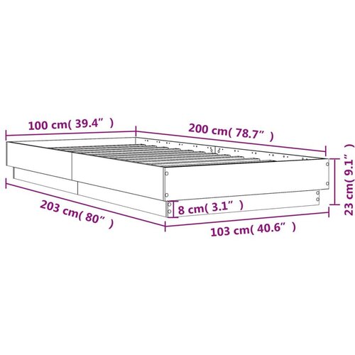 VidaXL Okvir kreveta boja betona 100x200 cm od konstruiranog drva Slike
