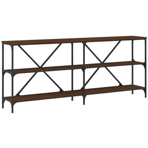  Konzoni stol boja smeđeg hrasta 180x30x75 cm od drva i željeza Slike