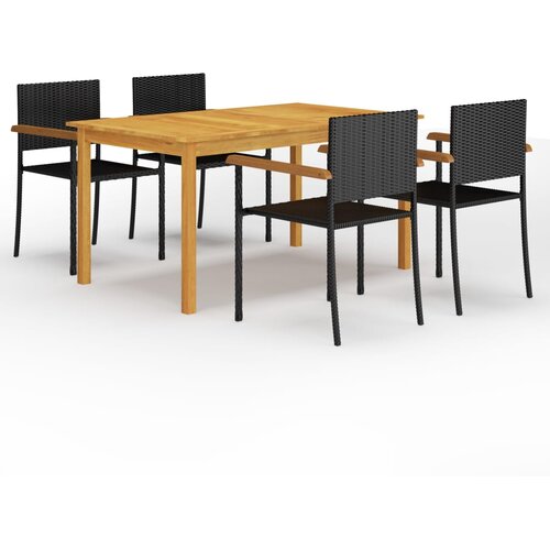  5-dijelni vrtni blagovaonski set crni Cijene