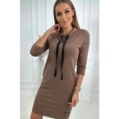 Kesi Dress with tie at the neck mocca