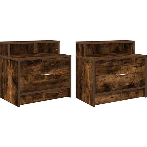  Noćni ormarići s ladicom 2 kom dimljeni hrast 51x31x47 cm Slike