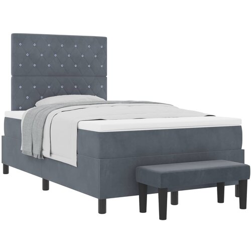 vidaXL Postelja z vzmetnico z vzmetnico Temno siva 120 x 190 cm Žamet, (5000126958) Cene