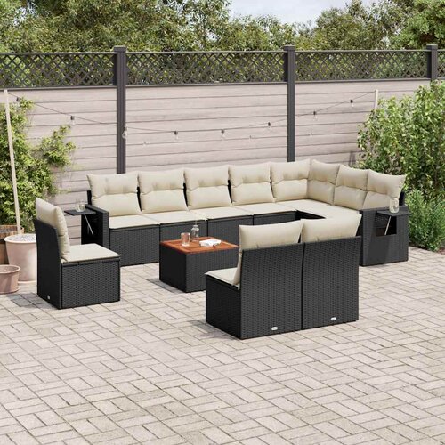  11-dijelni set vrtnih sofa od poliratana s jastucima crni Cijene