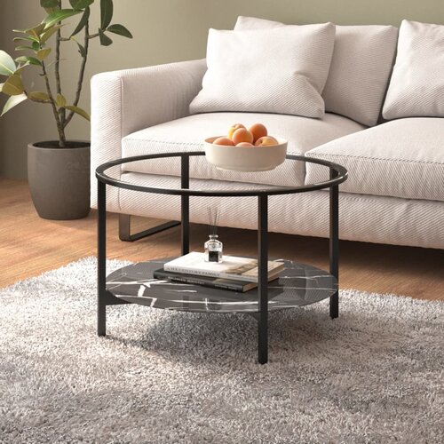 The Living Store Stolić za čaj crni i crni mramor 70 cm od kaljenog stakla Cijene